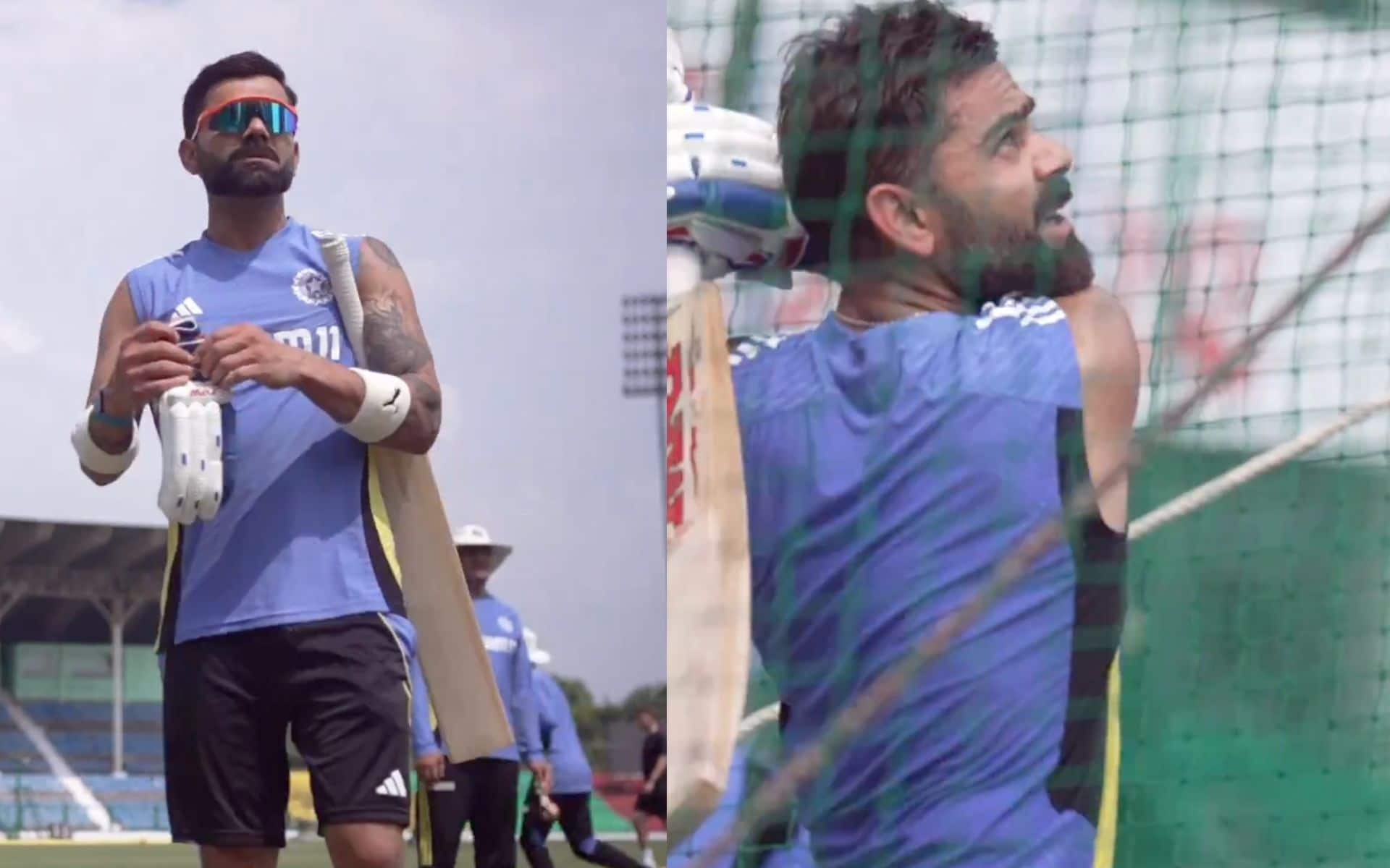 Virat Kohli hits hard in nets [Screengrab]